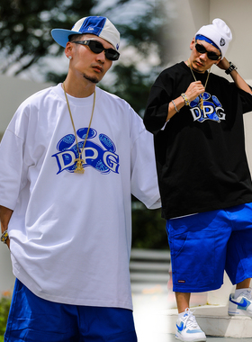 Acusa西海岸说唱组合DOGG POUND狗爪印花螺纹圆领小领口短袖T恤夏