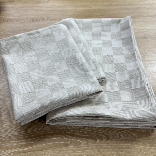 色织汉麻棋盘格带挂绳擦脸巾