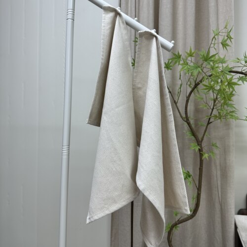 色织汉麻棋盘格带挂绳擦脸巾