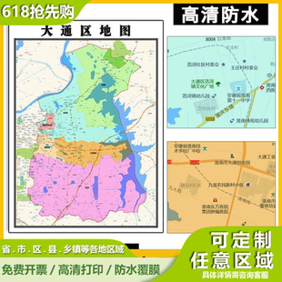 大通区地图1.1米高清贴图新款定制安徽省淮南市行政交通路线分布