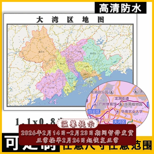 大湾区地图1.1m广东省新款行政交通区域颜色划分高清贴图现货