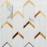 Самостоятельная северная шестиугональная кирпичная туалетная туалетная металлическая алмазная кухня мозаика белая мраморная мраморная плитка ванной комнаты