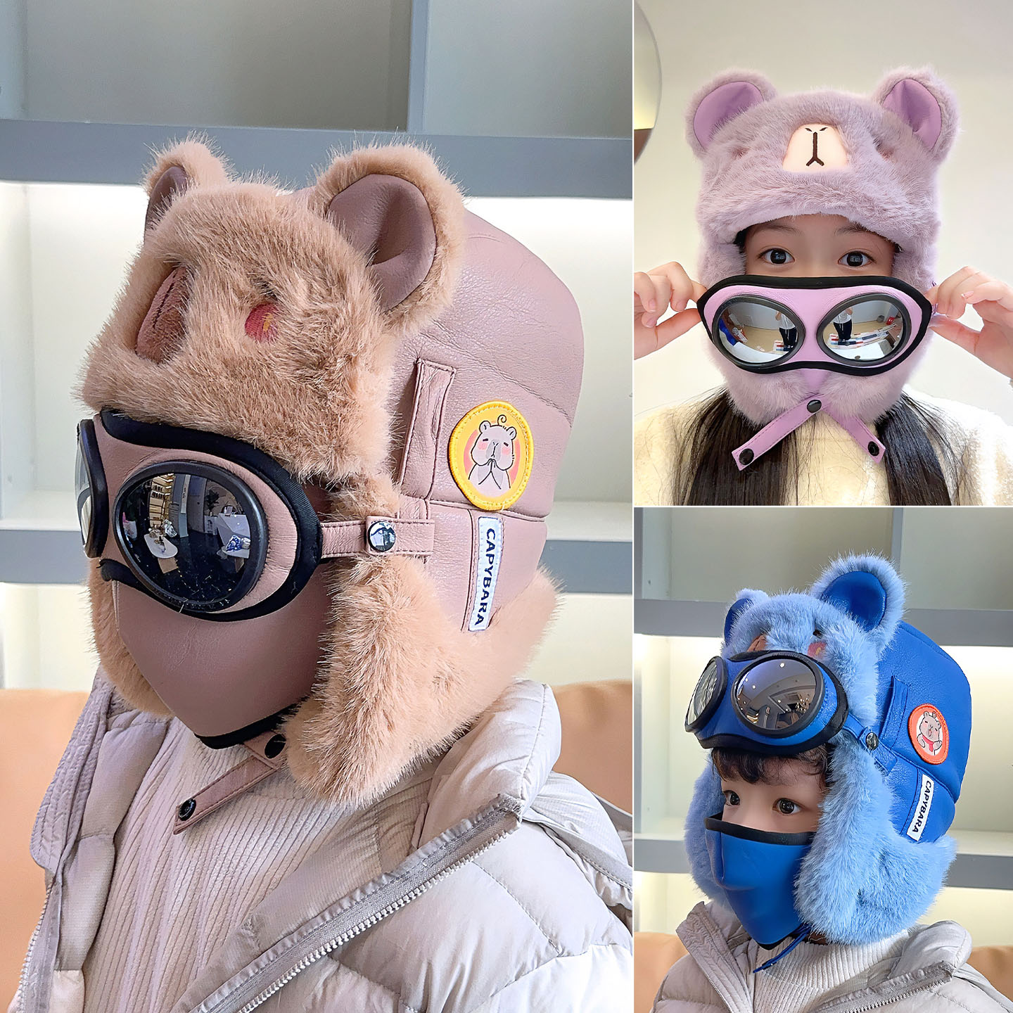 儿童雷锋帽冬新款皮质帽