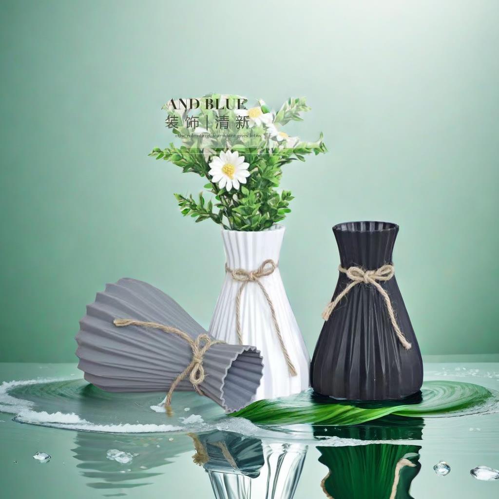 塑料花篮花瓶家用插花干花仿真花插花花篮客厅电视柜桌面摆件