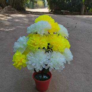 花菊花18头彩菊花束清明菊祭祀假花扫墓地摆放上坟塑料花