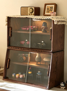 实木收纳柜防尘桌上桌面水杯茶具咖啡架子客厅餐边储物置物架木质