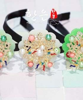 韩国原装进口蝴蝶仿玉颤抖发带/蓝绿色/韩国正品/HE-F1150