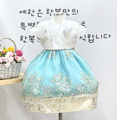 韩国面料女孩新款韩服礼服短裙