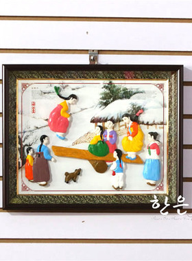 韩国传统民俗画/朝鲜族民俗相框挂件/家居，料理店壁挂/HE-MK1002