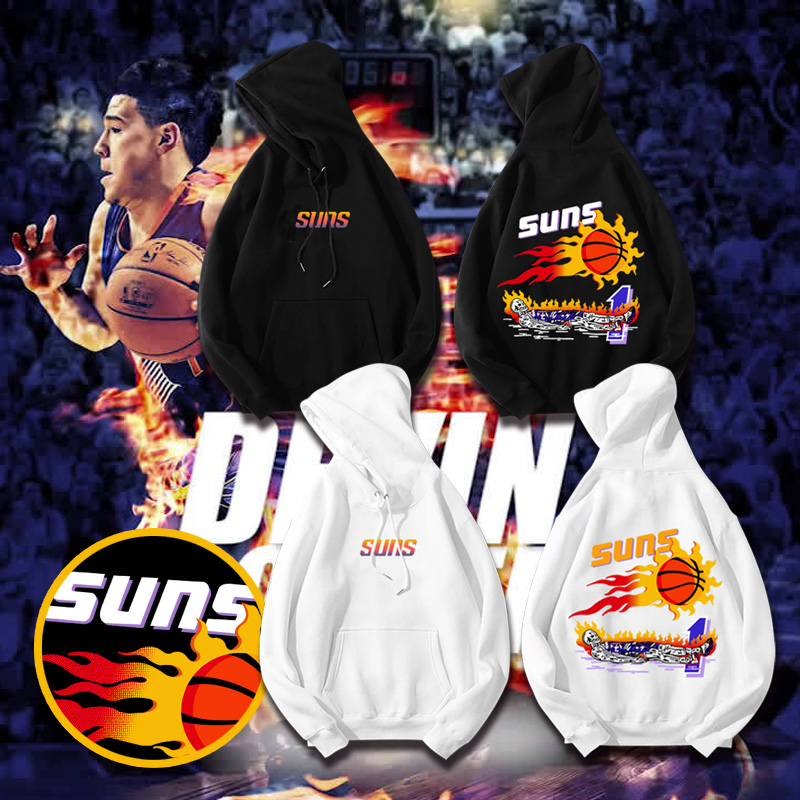 suns太阳队街头篮球运动外套德文布克宽松透气大码连帽套头卫衣潮