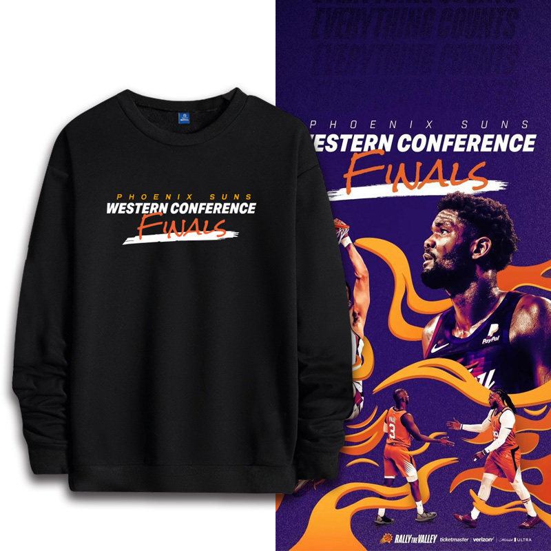 菲尼克斯太阳队2021总决赛应援篮球运动保暖外套宽松圆领套头卫衣