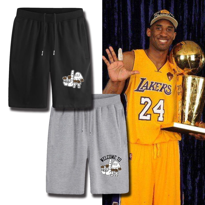 新款kobe科比五戒指纪念黑曼巴篮球运纯棉短裤大码透气慢跑五分裤