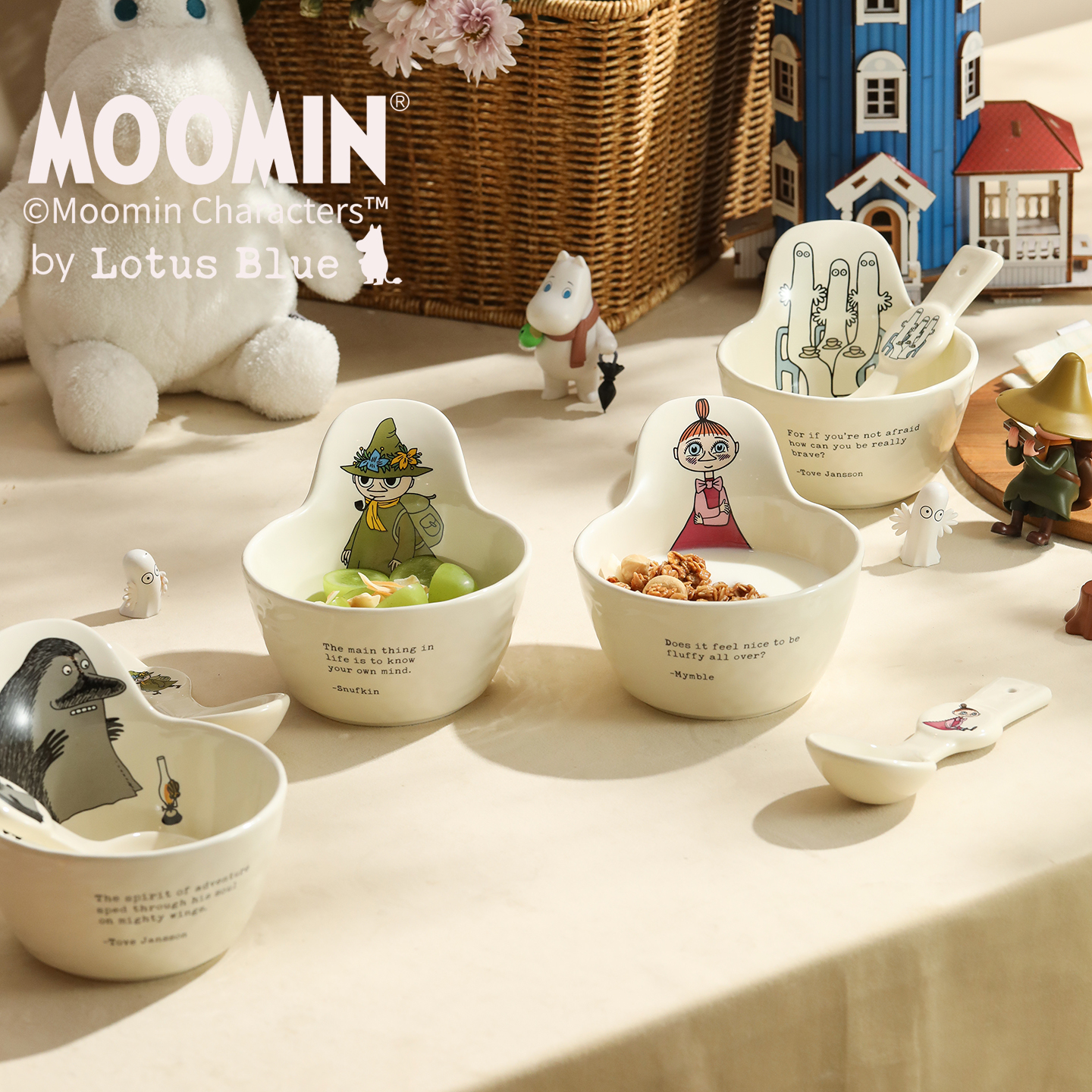 赵露思同款moomin姆明手把碗陶瓷家用卡通可爱手柄防烫碗沙拉碗米