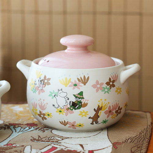 Moomin姆明花语锅家用砂锅汤锅耐高温陶瓷炖锅火锅煲仔饭沙锅石锅
