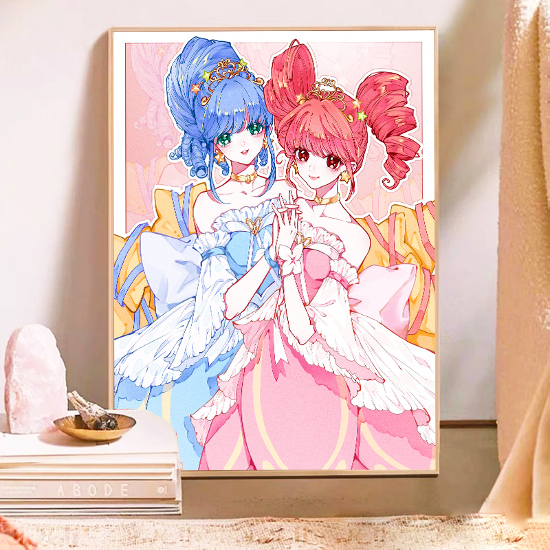 双子星卡通动漫少女钻石画2023新款5d小幅手工儿童贴钻十字绣满钻