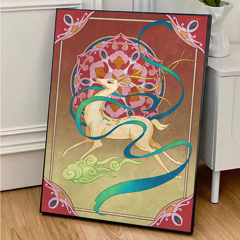 山海经敦煌风九色鹿数字油画diy