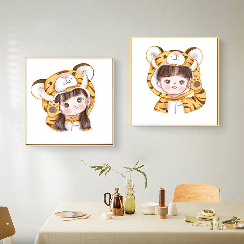 虎头娃娃十字绣2021新款线绣客厅卧室可爱动物老虎图案小件手工绣