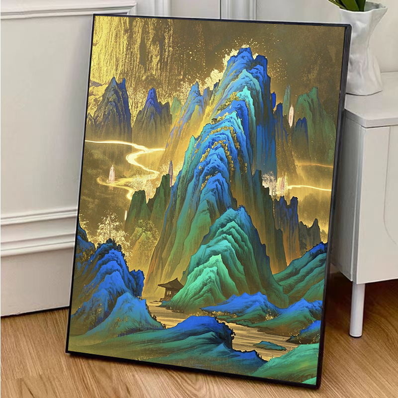 千里江山图数字油画手工diy丙烯油彩画高难度客厅走廊玄关装饰画图片