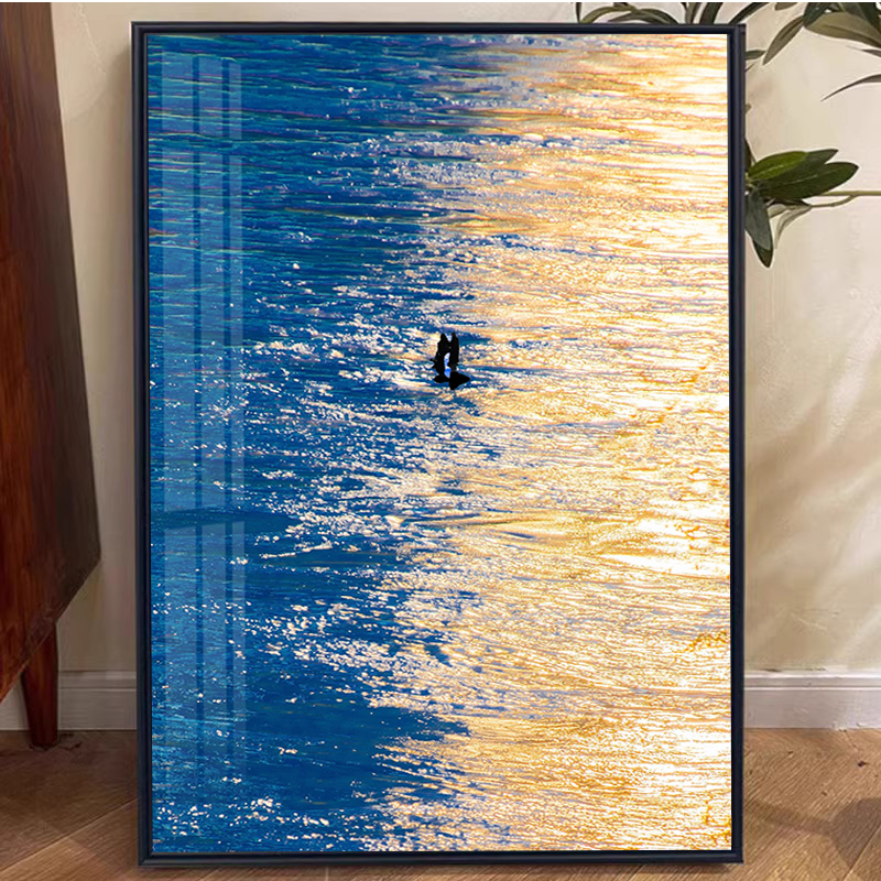 波光粼粼钻石画满钻2025新款客厅高级感治愈海景贴钻画十字绣带框