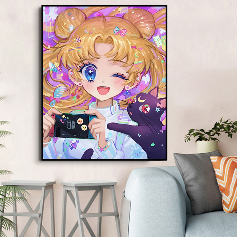 5d美少女战士钻石画满钻可爱活力卧室挂画墙壁装饰客厅贴钻小件