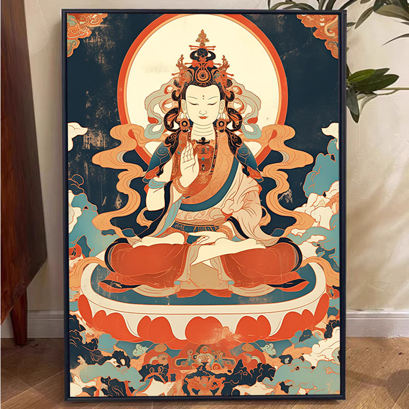 唐卡西藏数字油画diy佛像手工填充丙烯油彩画送长辈客厅书房装饰图片