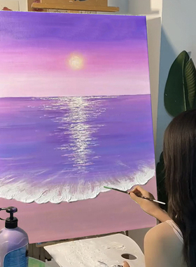紫色沙滩石英砂肌理画diy