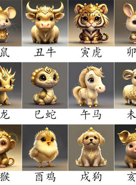 可爱黄金十二生肖钻石画满钻新款