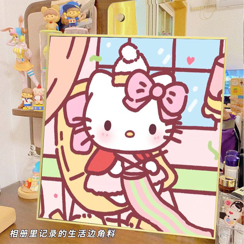 三丽鸥钻石画客厅小件2022新款满钻带框5d贴钻卡通十字绣简约现代