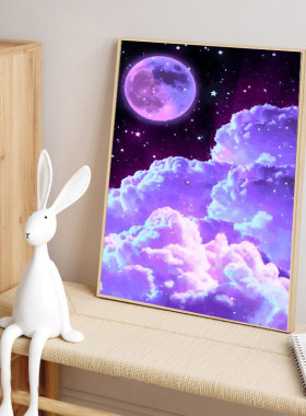紫色梦幻星空钻石画满钻儿童房