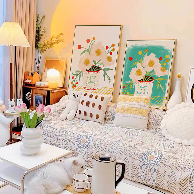 小清新花卉钻石画手工diy装饰艺术摆画十字绣治愈系温馨房间装饰