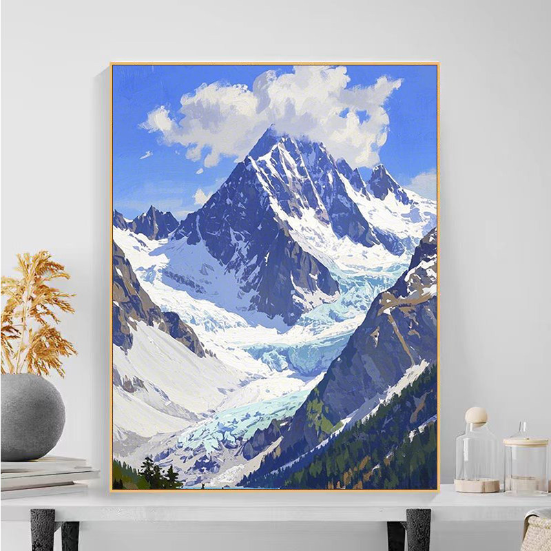 玉龙雪山高颜值地狱级难度数字油画2025新款手工填充丙烯油彩画图片