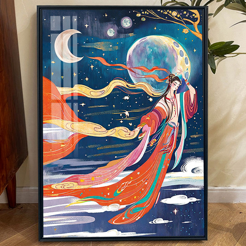 古神话人物钻石画小件满钻中国风嫦娥奔月手工diy精准印花十字绣