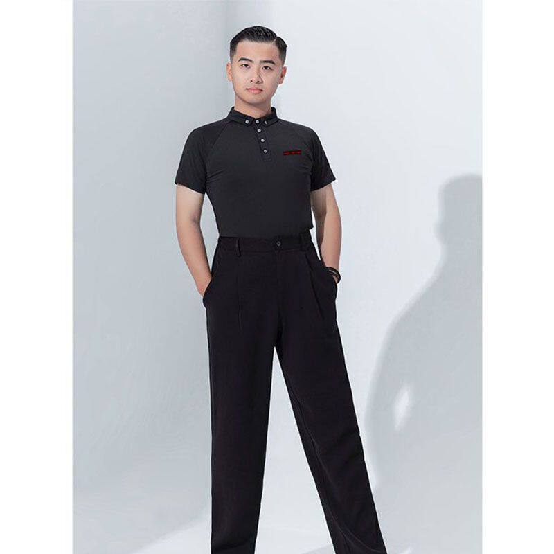男士国标舞上衣夏季新款短袖速干拉丁舞交谊舞练功服摩登舞服