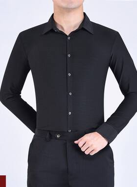 男士舞蹈练功服上衣拉丁舞服摩登舞成人跳舞服装长短袖四季