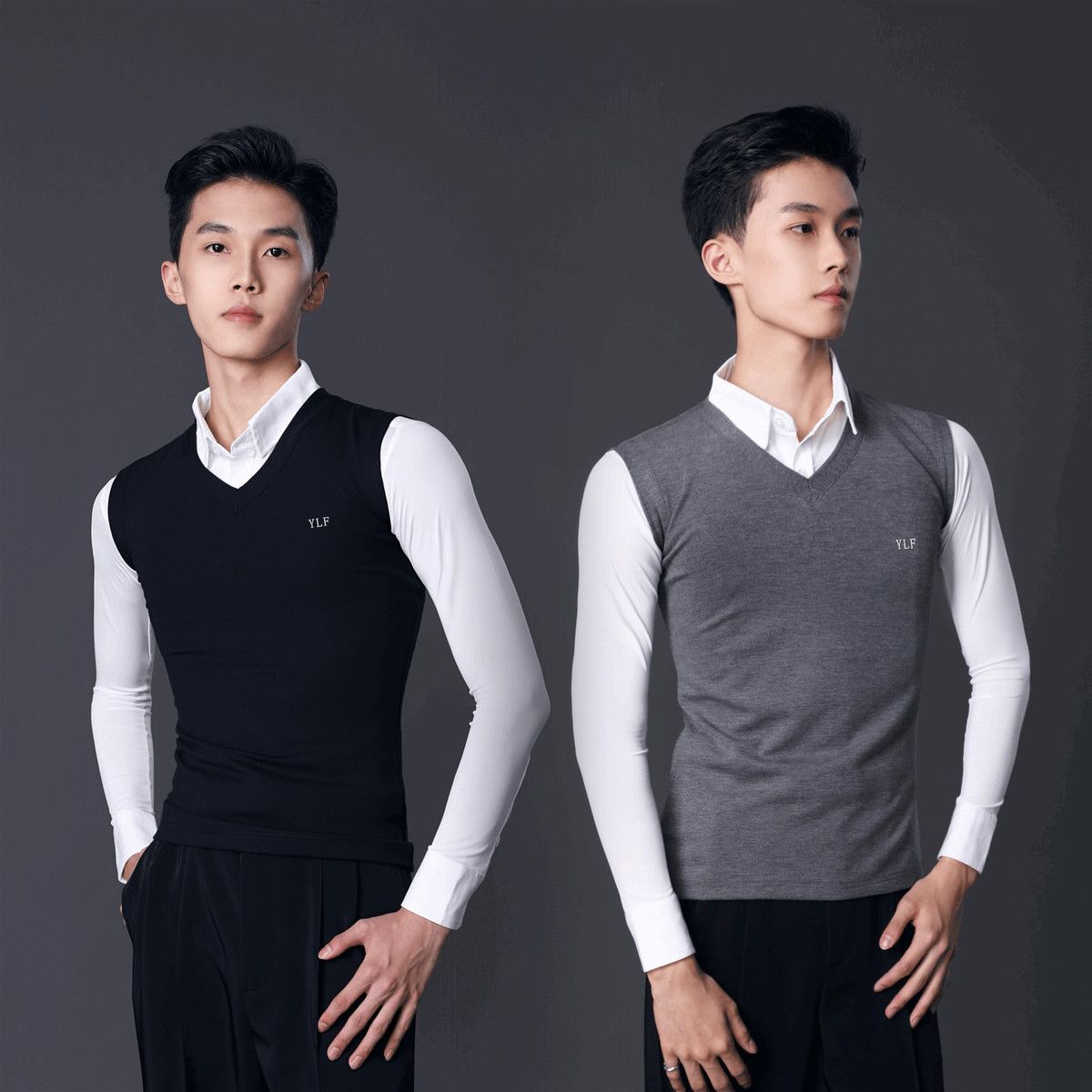摩登拉丁舞服男士上衣坎肩弹力马甲专业国标舞蹈练功服上衣