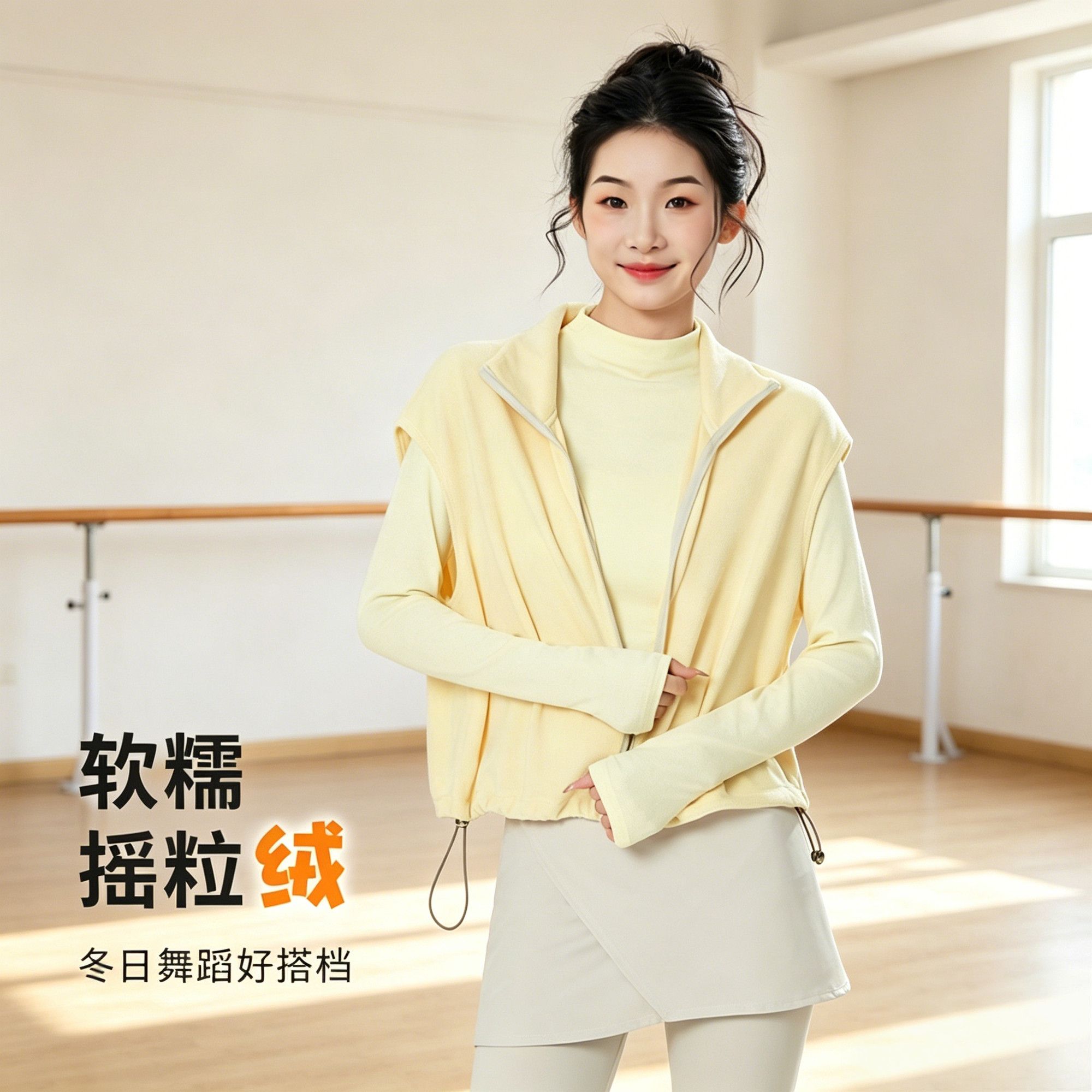 舞蹈服加绒保暖马甲摇粒绒外套芭蕾舞服成人女冬季跳舞练功服上衣