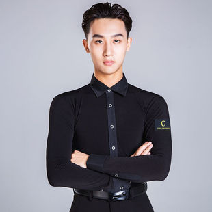 拉丁舞服男士舞蹈服上衣摩登舞成人舞蹈练功服衬衫DA799