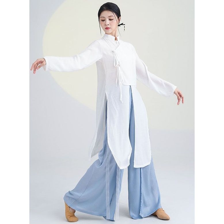 中国舞古典舞蹈服现代中长衫飘逸练功服宽松上衣民族风传统