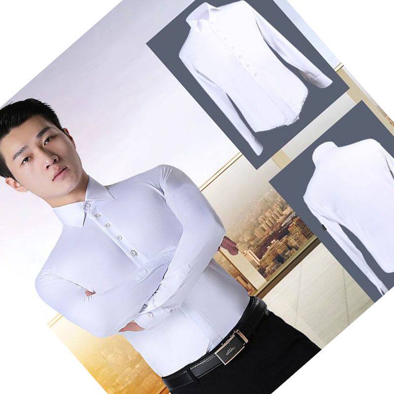 男士白色连体衬衣摩登舞拉丁舞服装新款男舞蹈国标上衣比赛