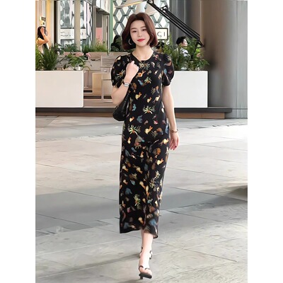 大码日常舒适夏季女装印花连衣裙