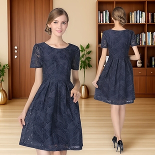 高端欧货2026新款收腰蓬蓬蕾丝连衣裙欧美大码女装夏季欧洲站气质