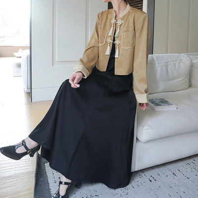 新中式国风盘扣短外套吊带连衣裙