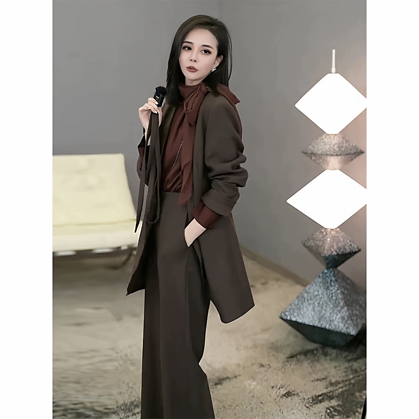 老钱风西装外套阔腿裤子套装胖mm宽松休闲两件套春季新款大码女装,女装/女士精品,大码套装,淘宝优惠券,粉丝福利购,淘宝优惠卷