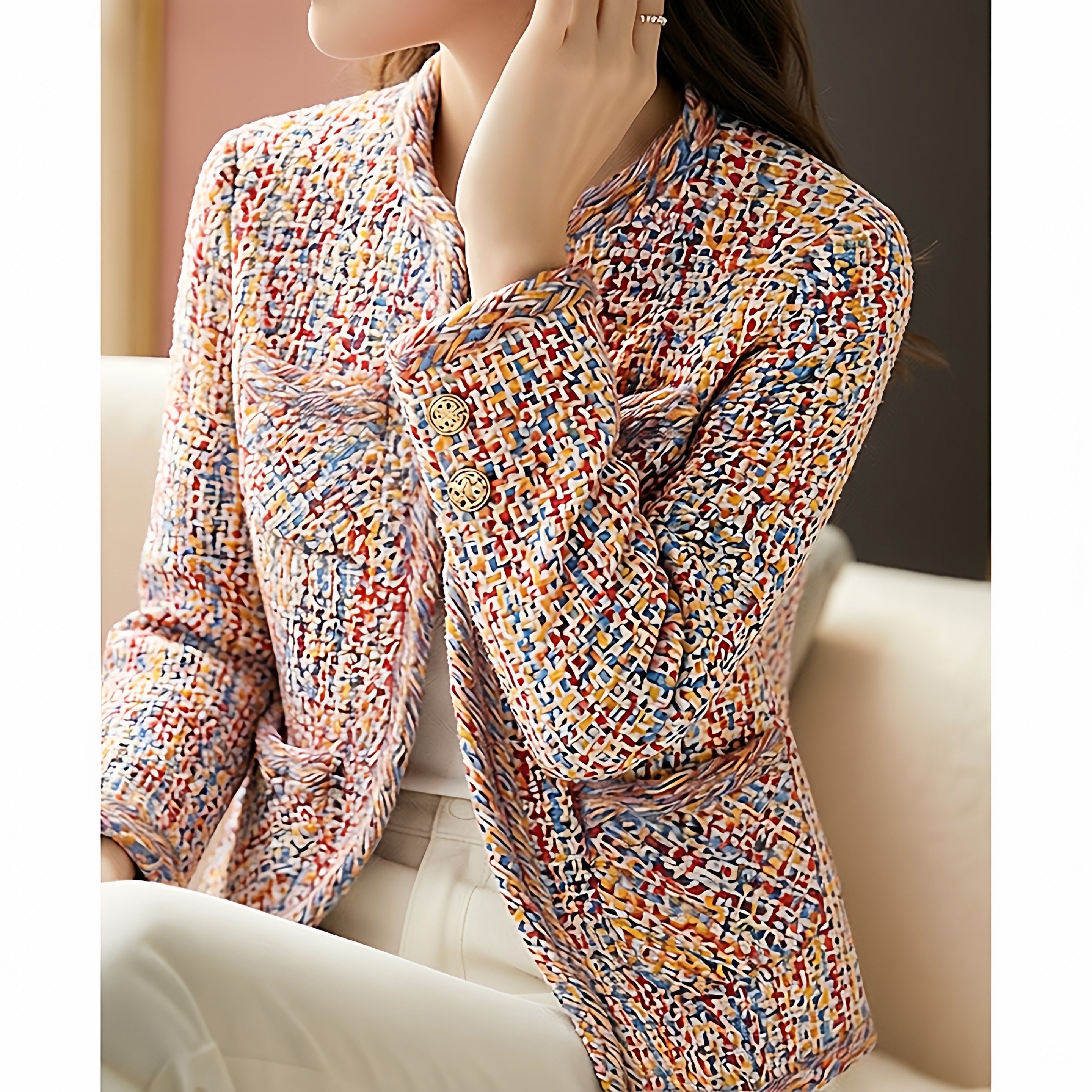 编织粗花呢子短款大衣小香风圆领外套女胖mm时髦春季新款大码女装,女装/女士精品,常规大码外套,淘宝优惠券,粉丝福利购,淘宝优惠卷