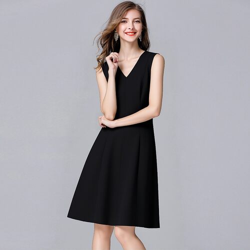 小黑裙职业打底修身收腰连衣裙