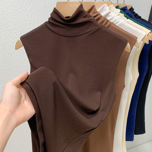 高领打底背心女装可外穿无袖网纱衫上衣叠穿纯色弹力内搭收腰气质