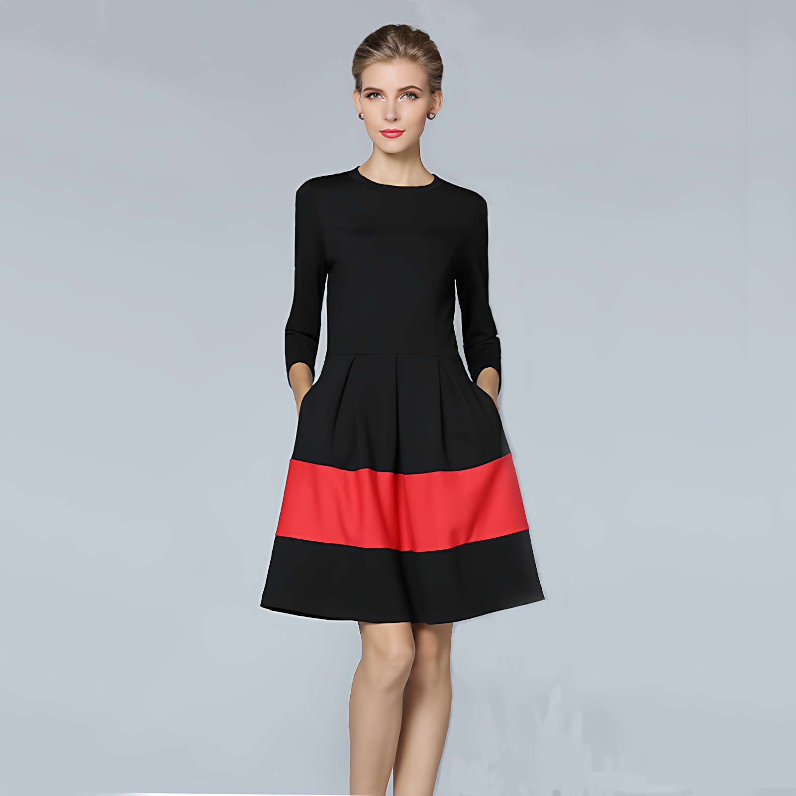 胖mm欧美高端长袖秋季新连衣裙子