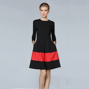 春秋冬季 2025新款 气质 女装 高端职业黑色蓬蓬收腰连衣裙子a字大码