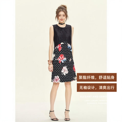欧美外贸大码女装蕾丝拼接连衣裙