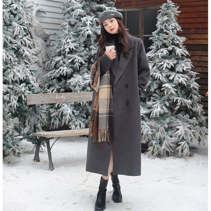 大码女装加棉加厚保暖毛呢大衣